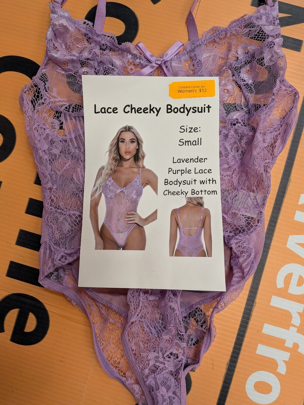 New Women's Small Purple Lace Cheeky Bodysuit